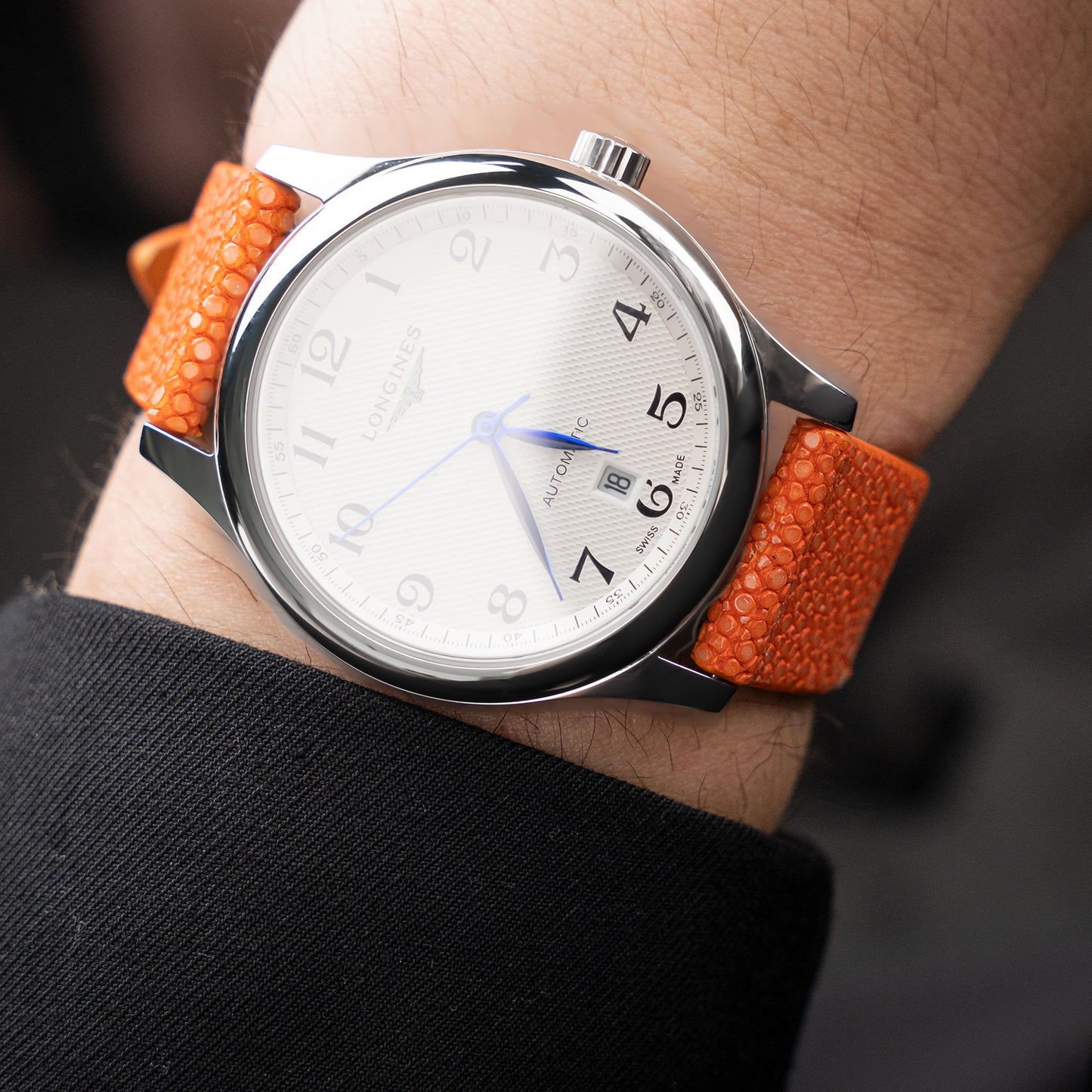 Orange Pearl fish skin Slim Strap