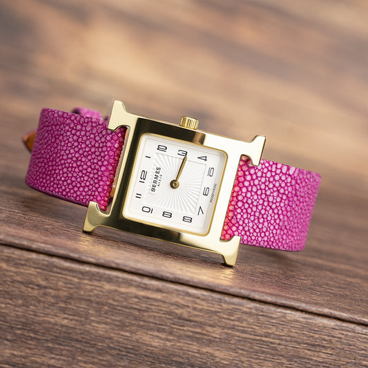 Rose-carmine Pearl fish skin Slim Strap