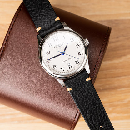 Black vegetable tanned leather side seam strap