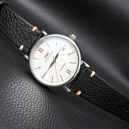 Black vegetable tanned leather side seam strap