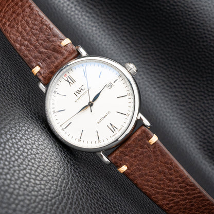 Coffee color vegetable tanned leather side seam strap