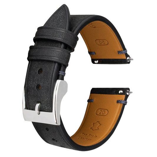 Black Pueblo Nubuck Side-Stitch Strap