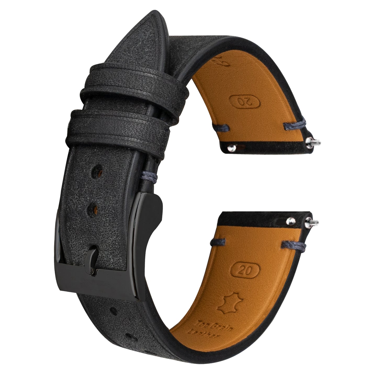 Black Pueblo Nubuck Side-Stitch Strap
