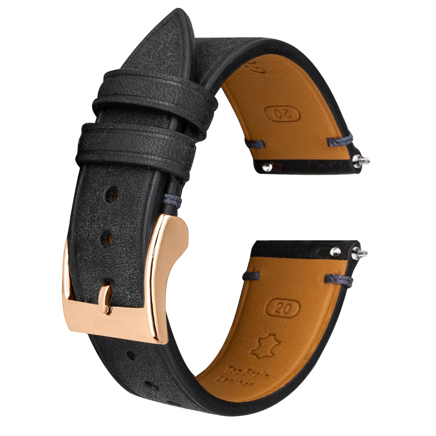 Black Pueblo Nubuck Side-Stitch Strap