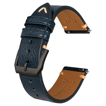 Blue Vegetable-tanned Leather Slim Strap
