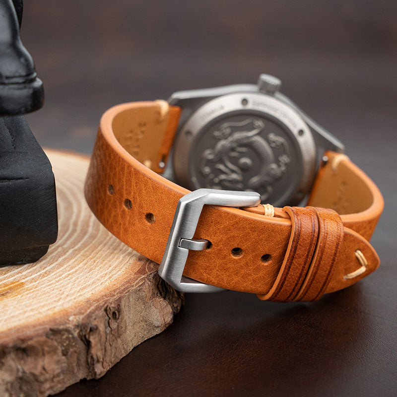 Brown Vegetable-tanned Leather Slim Strap
