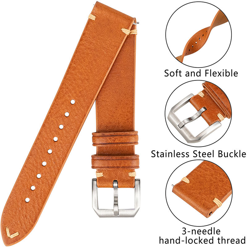 Brown Vegetable-tanned Leather Slim Strap