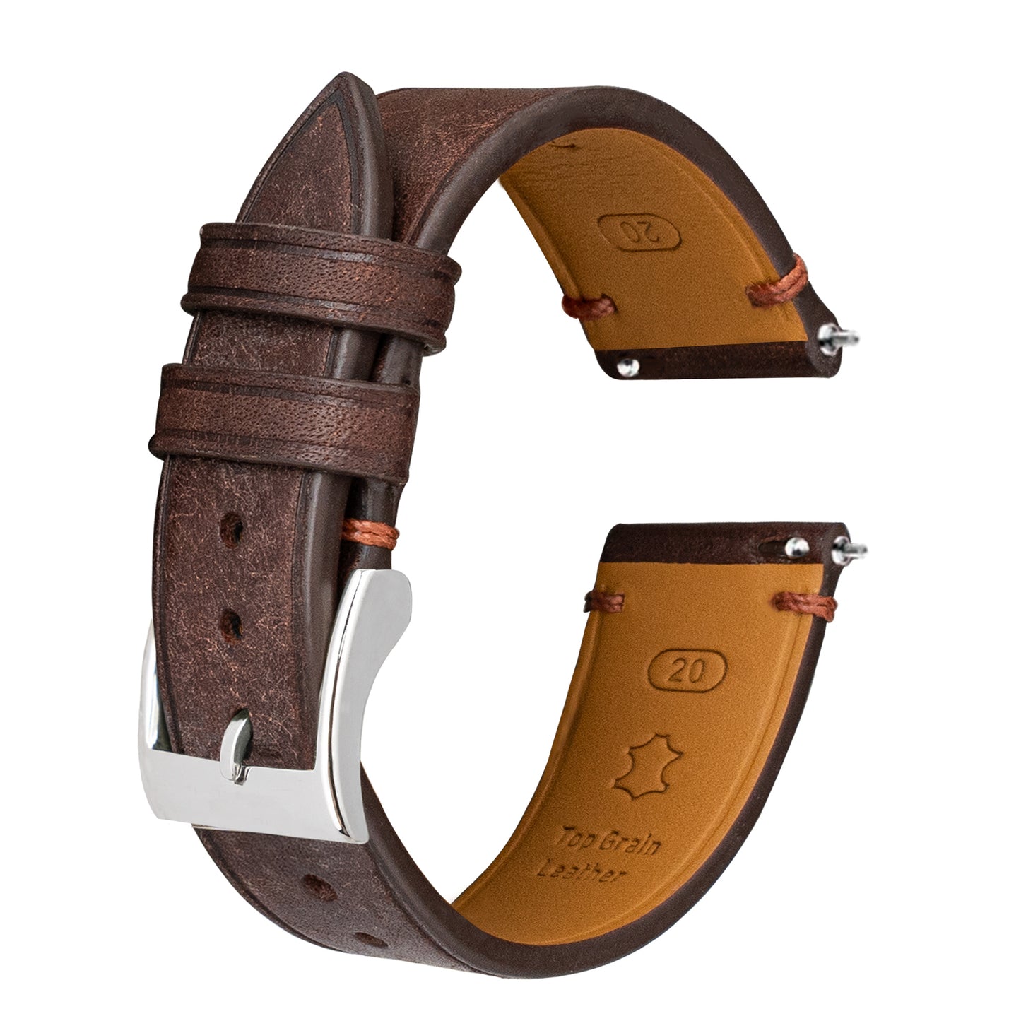 Dark Brown Pueblo Nubuck Side-Stitch Strap