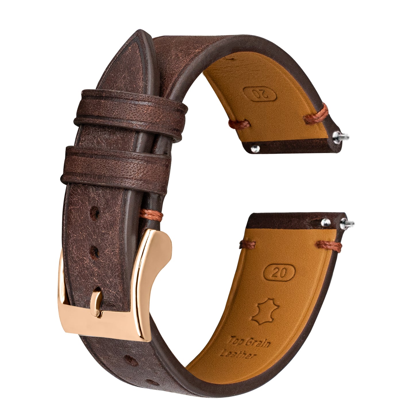 Dark Brown Pueblo Nubuck Side-Stitch Strap