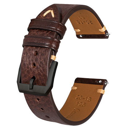 Coffee Vegetable-tanned Leather Slim Strap
