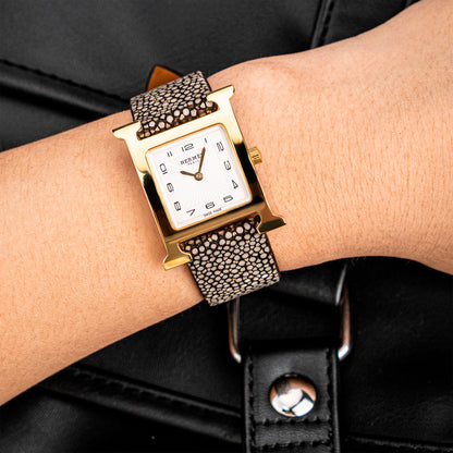 Cognac Pearl fish skin Slim Stitchless Strap