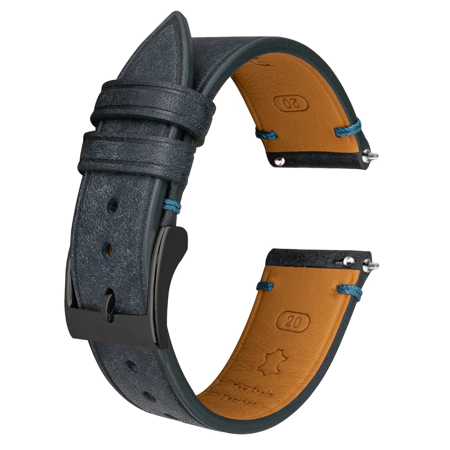 Dark Blue Pueblo Nubuck Side-Stitch Strap