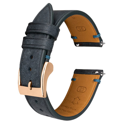 Dark Blue Pueblo Nubuck Side-Stitch Strap