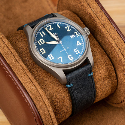 Dark Blue Pueblo Nubuck Side-Stitch Strap