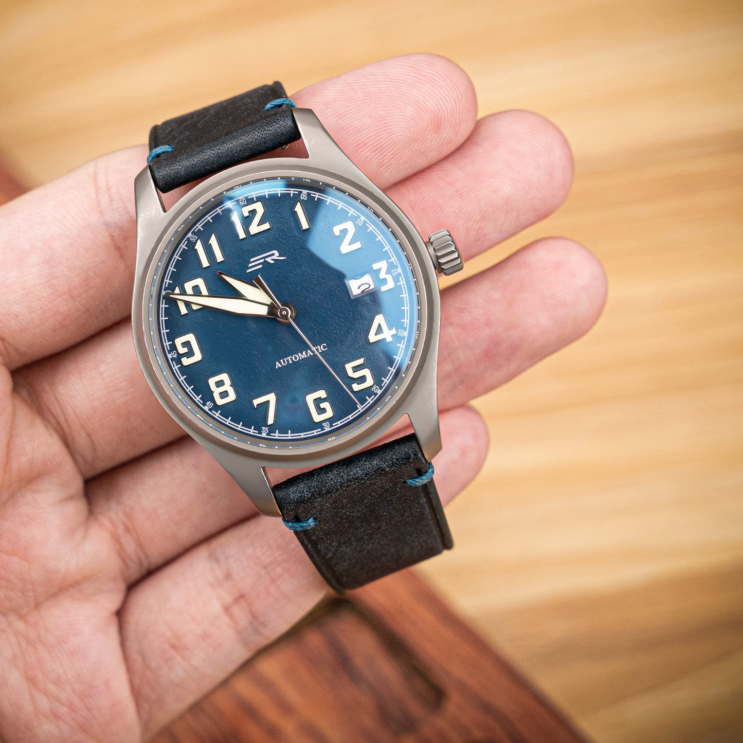 Dark Blue Pueblo Nubuck Side-Stitch Strap