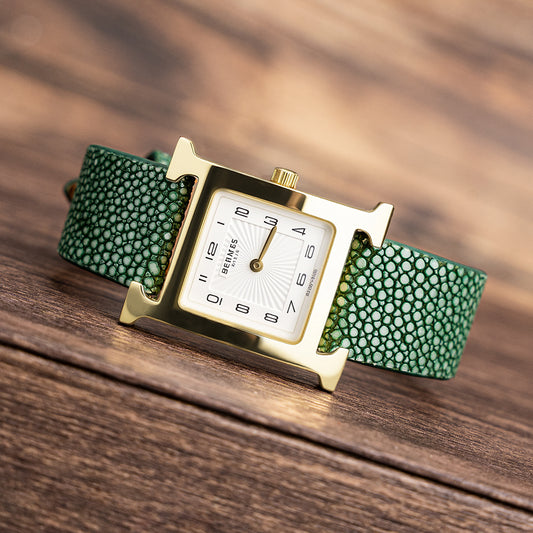 Green Pearl fish skin Slim Strap