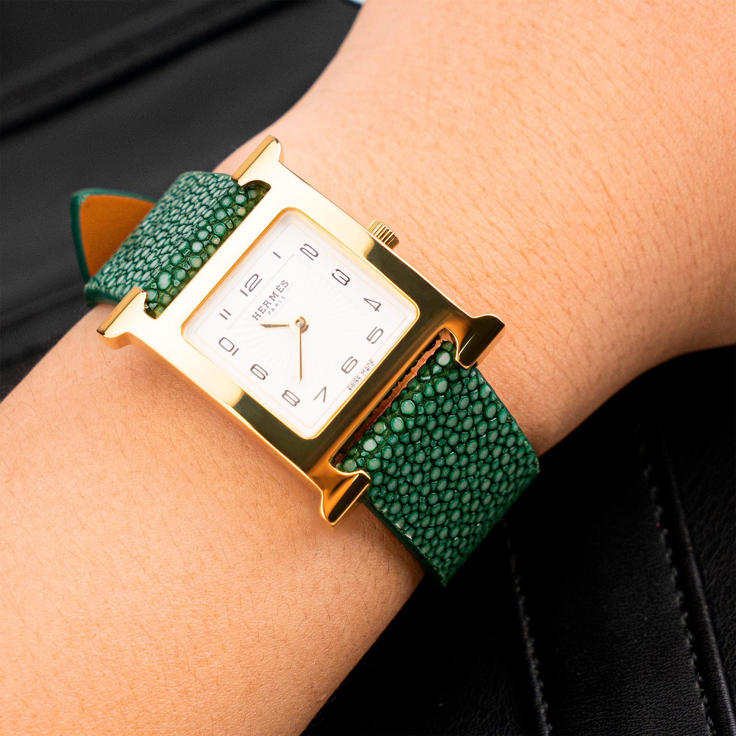 Green Pearl fish skin Slim Strap