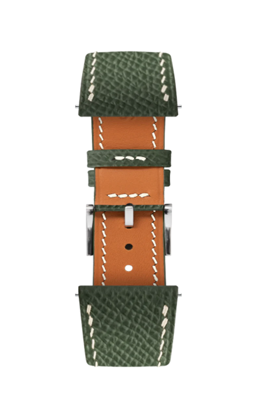Green vegetable tanned leather side seam strap
