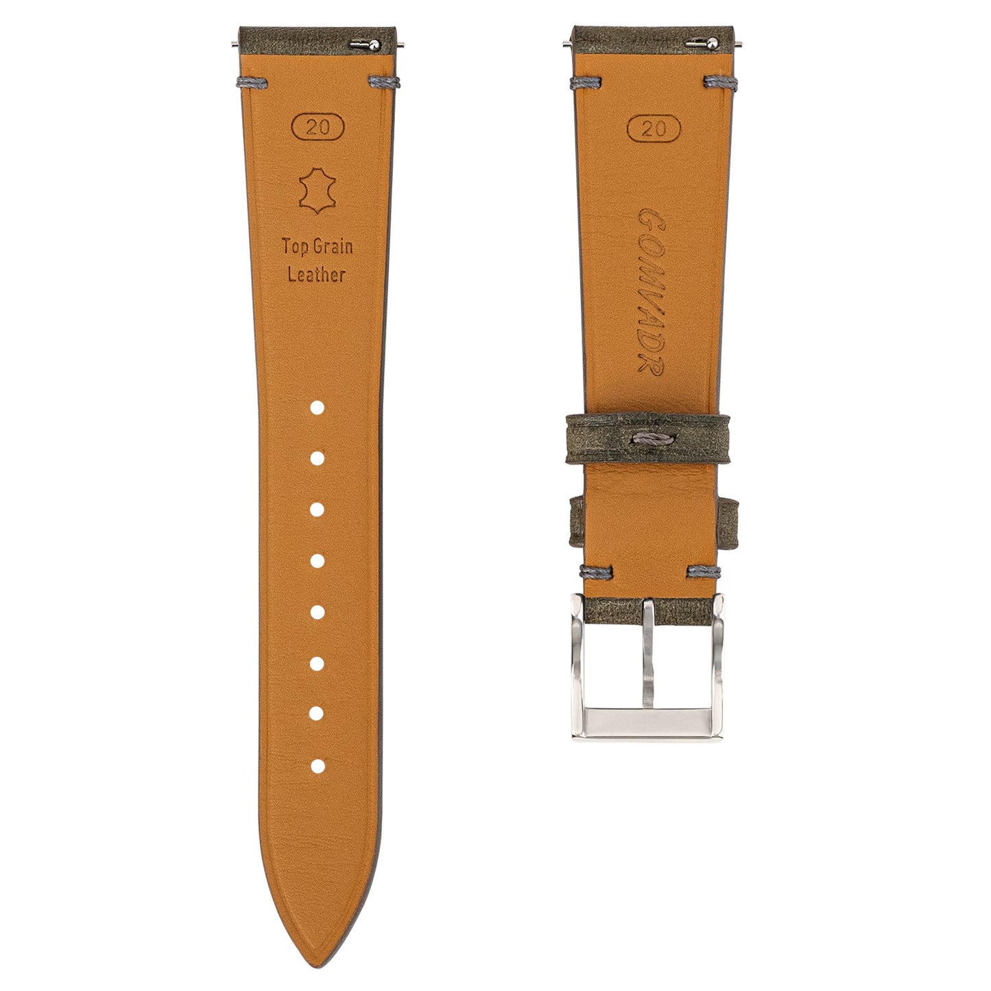 Grey Pueblo Nubuck Side-Stitch Strap