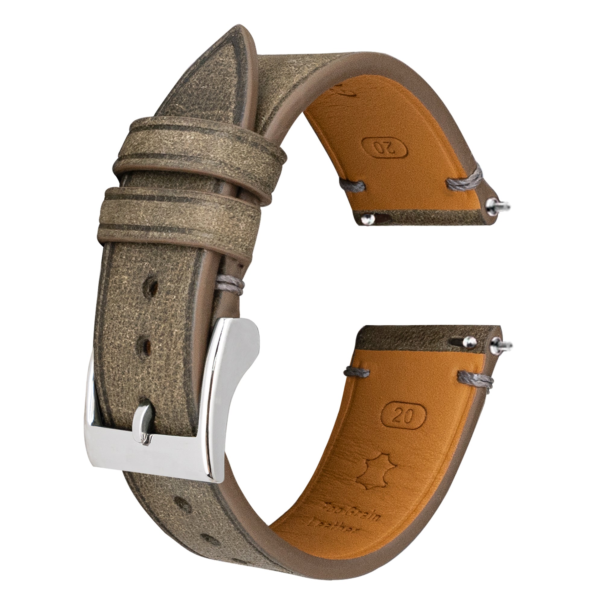 Grey Pueblo Nubuck Side-Stitch Strap – Gomvadr Watchstraps