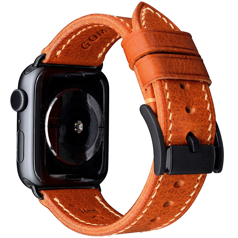 Handmade Brown Drum Body Black Buckle Apple Strap  for Ultra 2, SE, Ultra Series 9 8 7 6 5 4 3 2 1