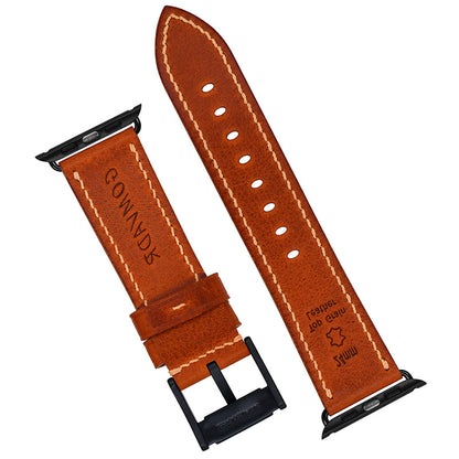 Handmade brown vintage waxed calf leather black buckle Apple strap for Ultra 2, SE, Ultra Series 9 8 7 6 5 4 3 2 1