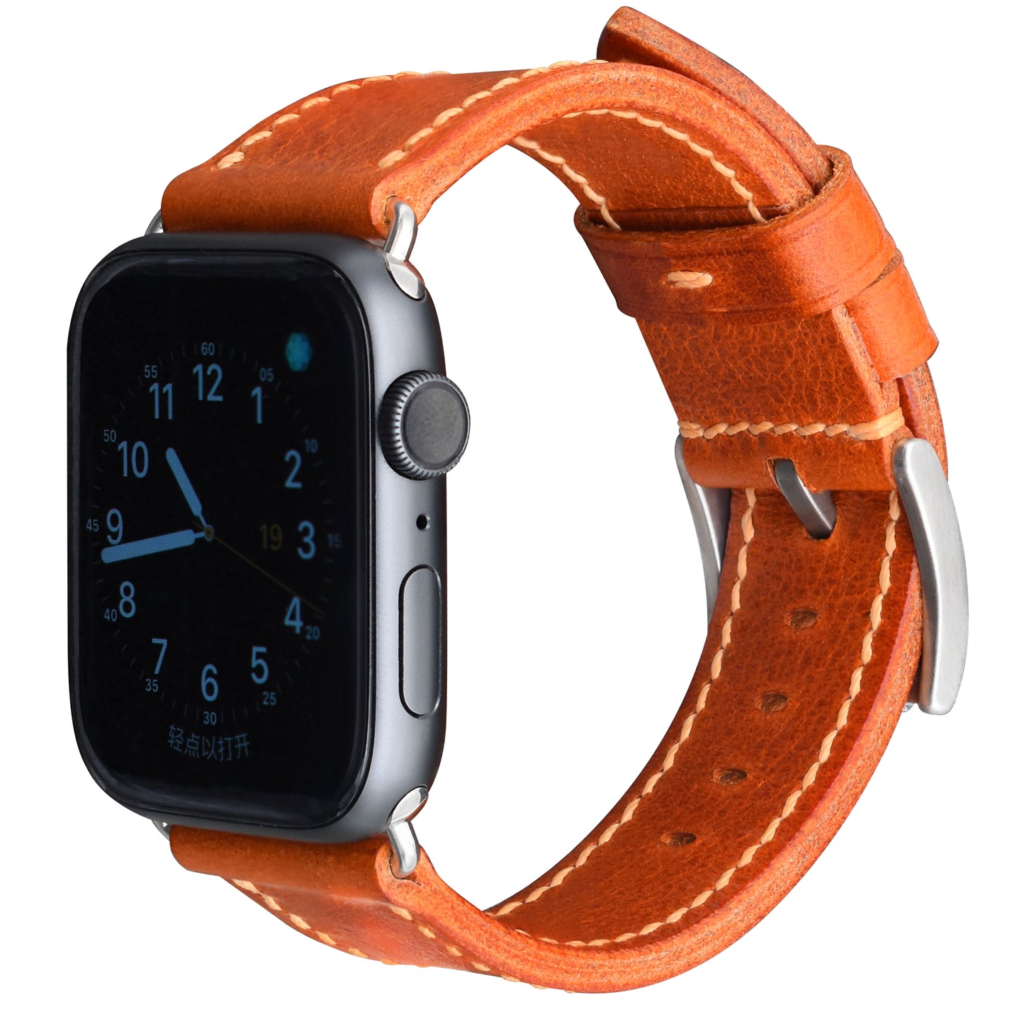 Handmade brown vintage waxed calf leather steel buckle Apple strap for Ultra 2, SE, Ultra Series 9 8 7 6 5 4 3 2 1