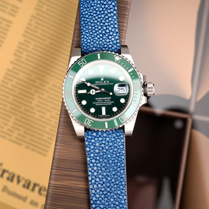 Ocean Blue Pearl fish skin Slim Strap