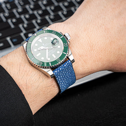 Ocean Blue Pearl fish skin Slim Strap