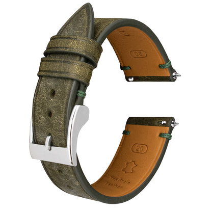 Olive Green Pueblo Nubuck Side-Stitch Strap