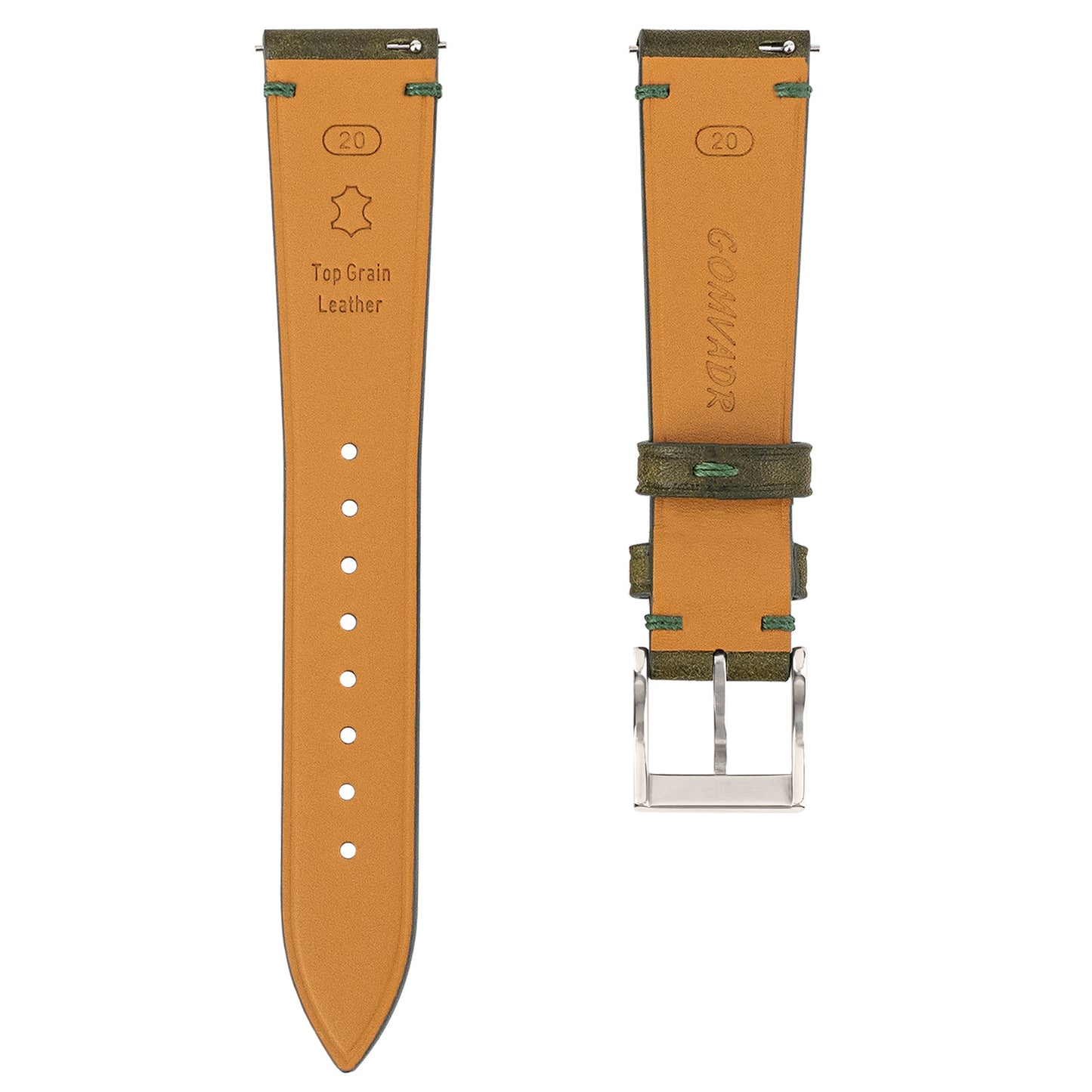 Olive Green Pueblo Nubuck Side-Stitch Strap