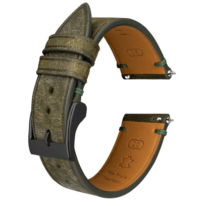 Olive Green Pueblo Nubuck Side-Stitch Strap