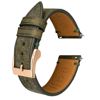 Olive Green Pueblo Nubuck Side-Stitch Strap