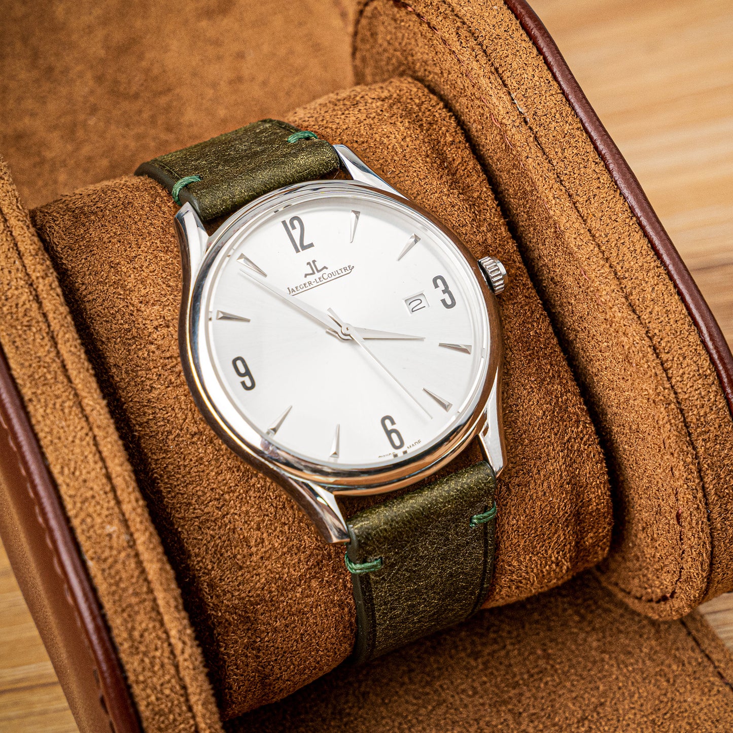 Olive Green Pueblo Nubuck Side-Stitch Strap