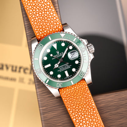 Orange Pearl fish skin Slim Strap