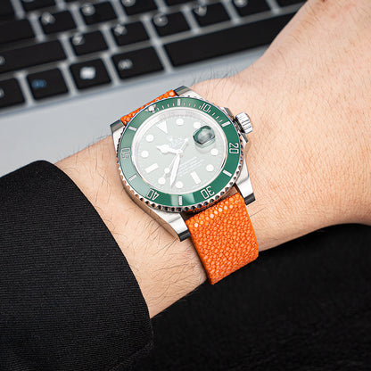 Orange Pearl fish skin Slim Strap