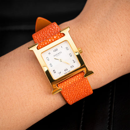 Orange Pearl fish skin Slim Strap